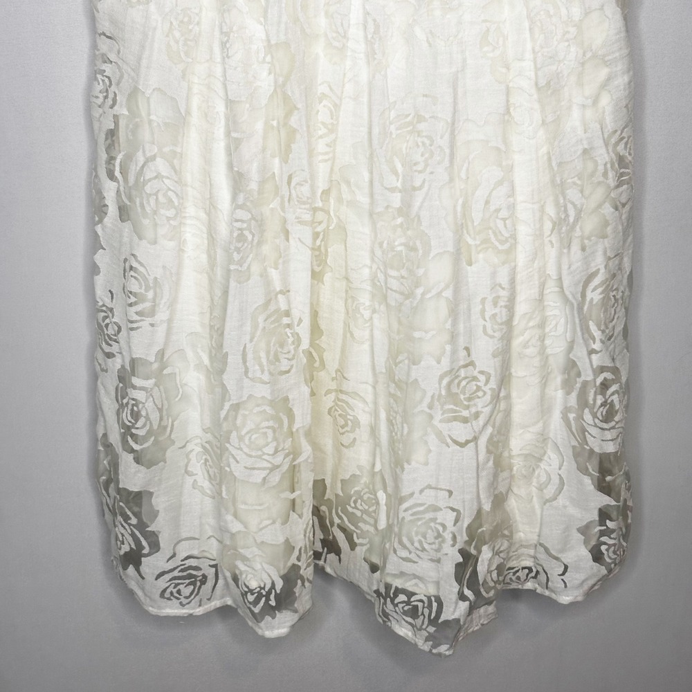 Unique Vintage Retro Ivory Rose Dress Lace Overlay Peter Pan Collar Size XL - Picture 5 of 11